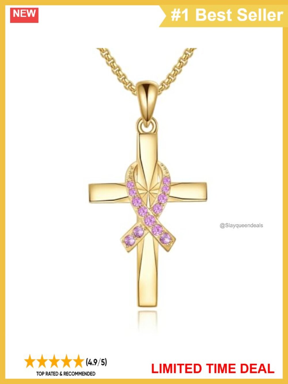 ONEFINITY 18k Gold Plated Cross Pendant Necklace Religious Christian Gift
